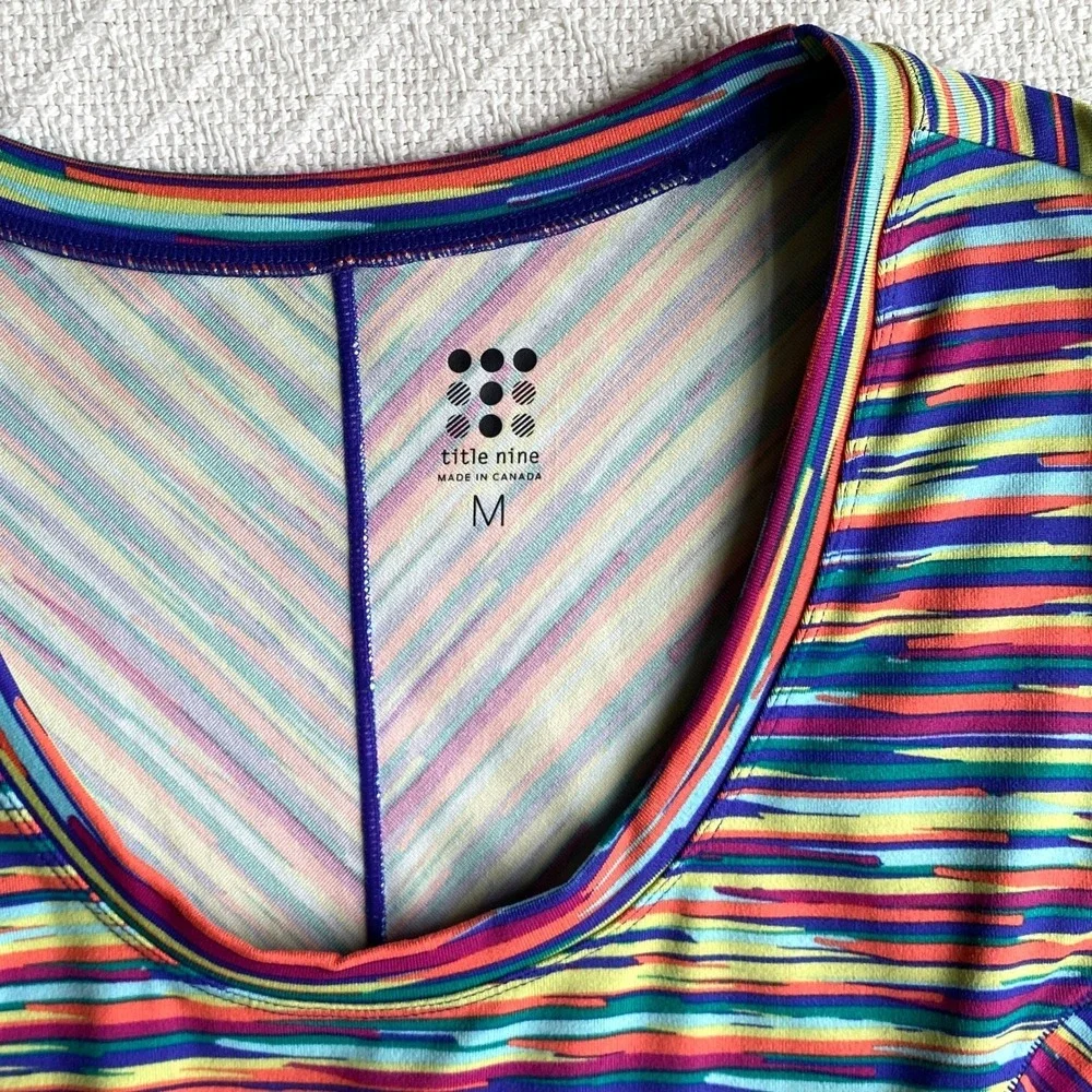 Title Nine Espionage Rainbow Athletic Dress‎ Stretch Stripe Size Medium